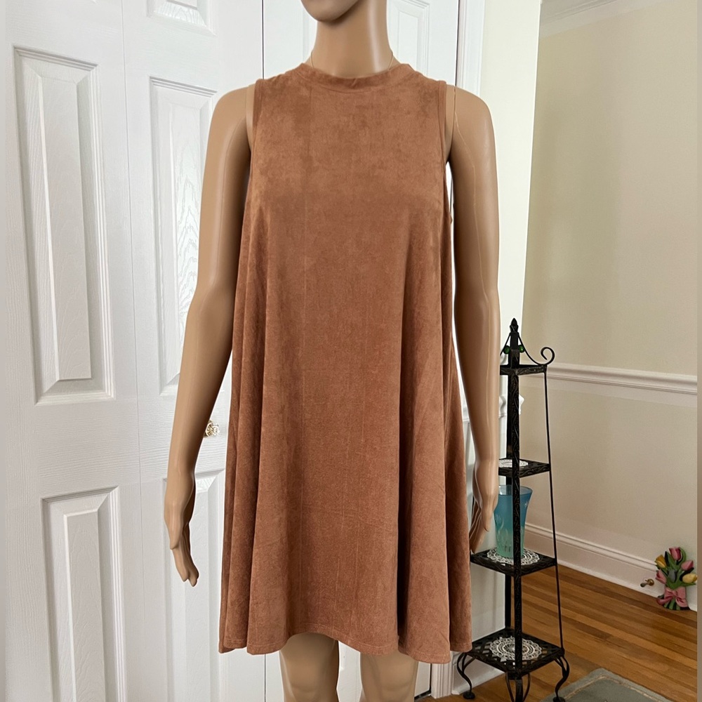 NWOT PINK REPUBLIC Soft Faux Suede Dress. Brown Size M